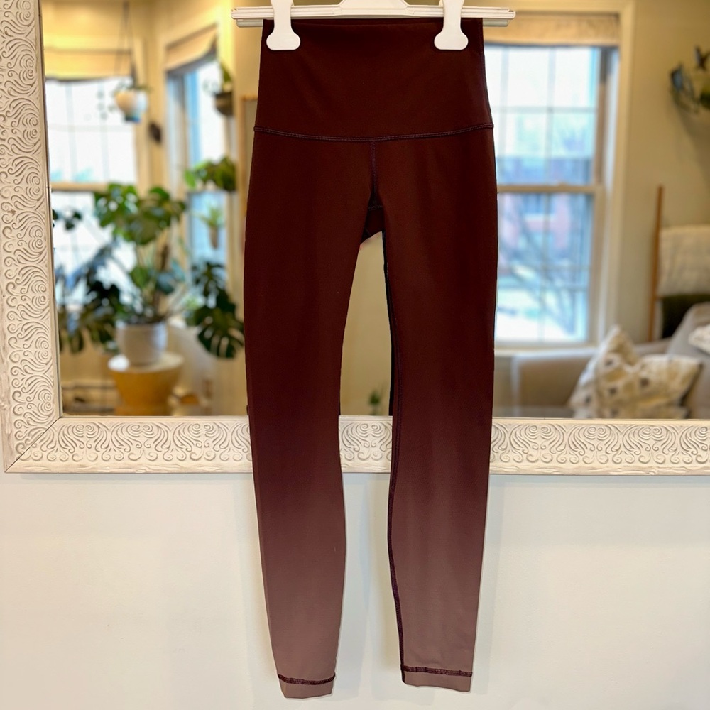 Lululemon Limited Edition Ombre Wunder Under Hi-Rise Maroon / Burgundy Pants 4 - Picture 7 of 12